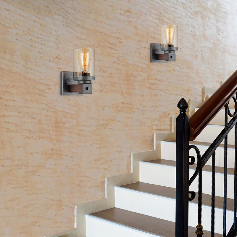 Industrial Wall Lights Farmhouse Porch Wall lamp Indoor Wall Sconces with Glass Shade Modern Wall Light Fixtures for Mirror Hallway
